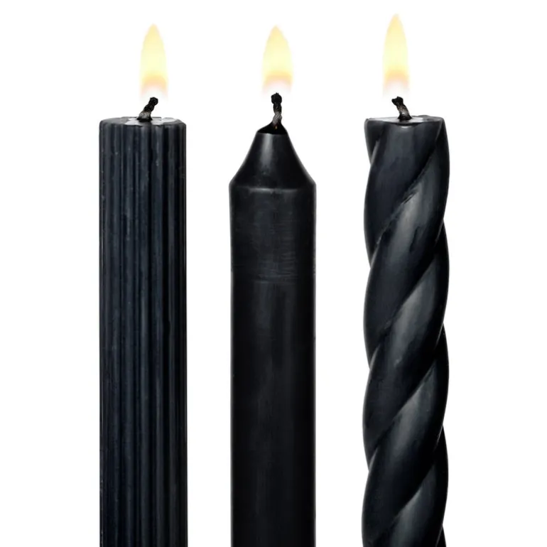 Assorted Black Candle Tapers 3-Pack