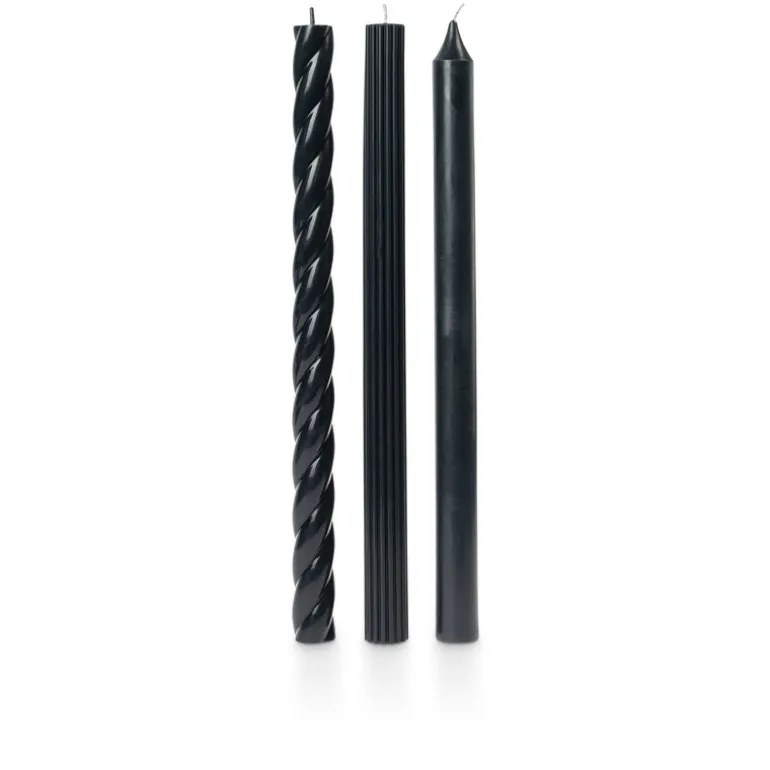 Assorted Black Candle Tapers 3-Pack