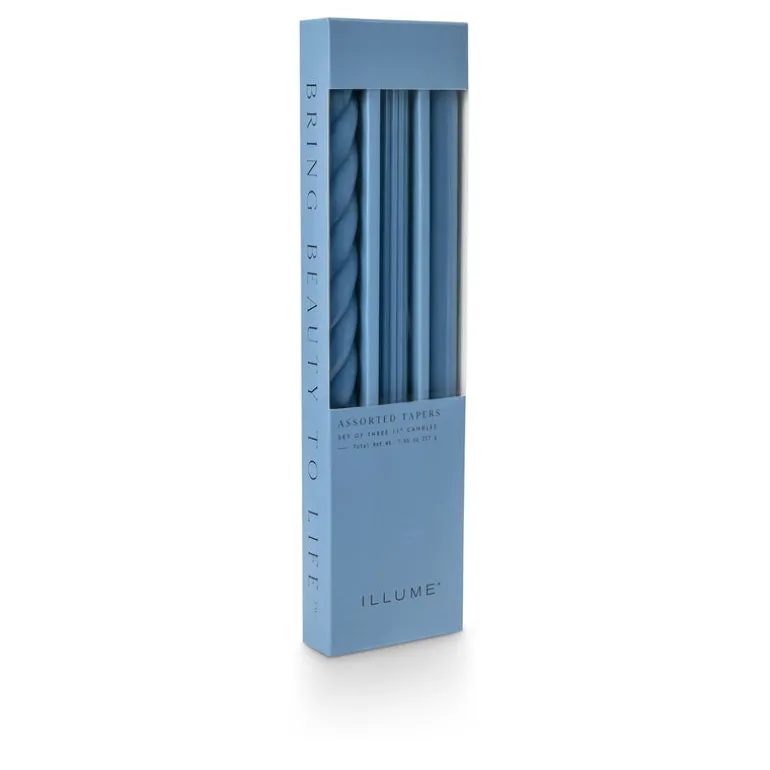 Assorted Blue Candle Tapers 3-Pack