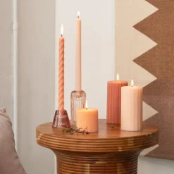 Assorted Burnt Orange Candle Tapers 3-Pack