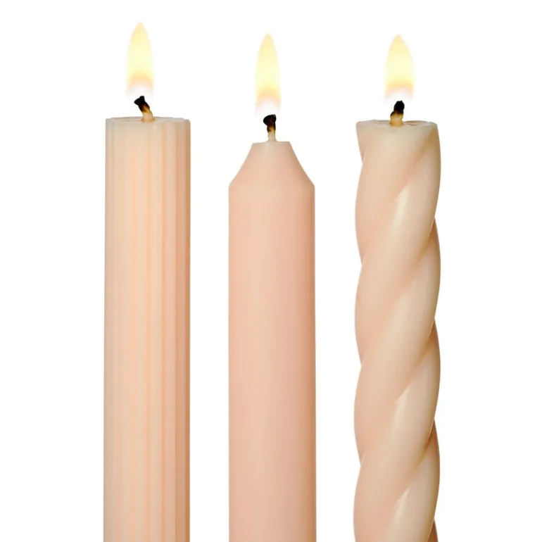 Assorted Pale Pink Candle Tapers 3-Pack