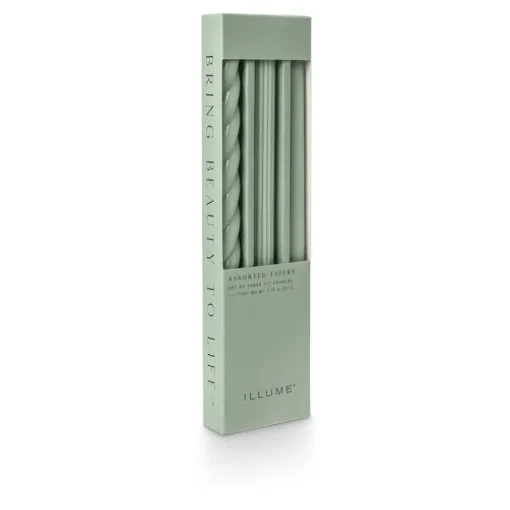 Assorted Sage Green Candle Tapers 3-Pack