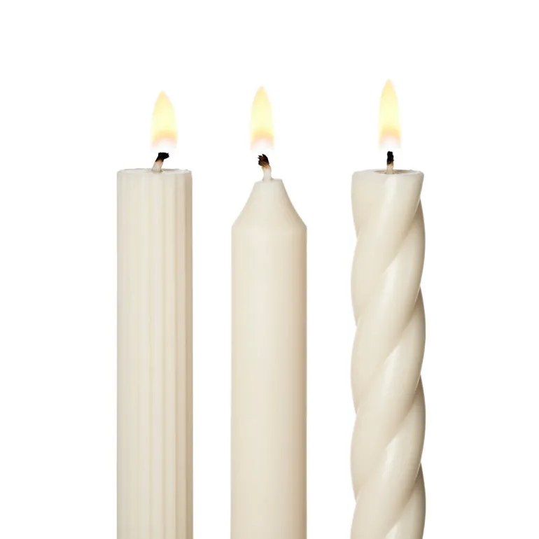 Assorted White Taper Candles 3-Pack