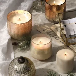 Winter White Large Boxed Crackle Glass Candle