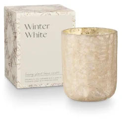Winter White Small Boxed Crackle Glass Candle
