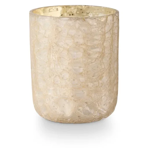 Winter White Small Boxed Crackle Glass Candle